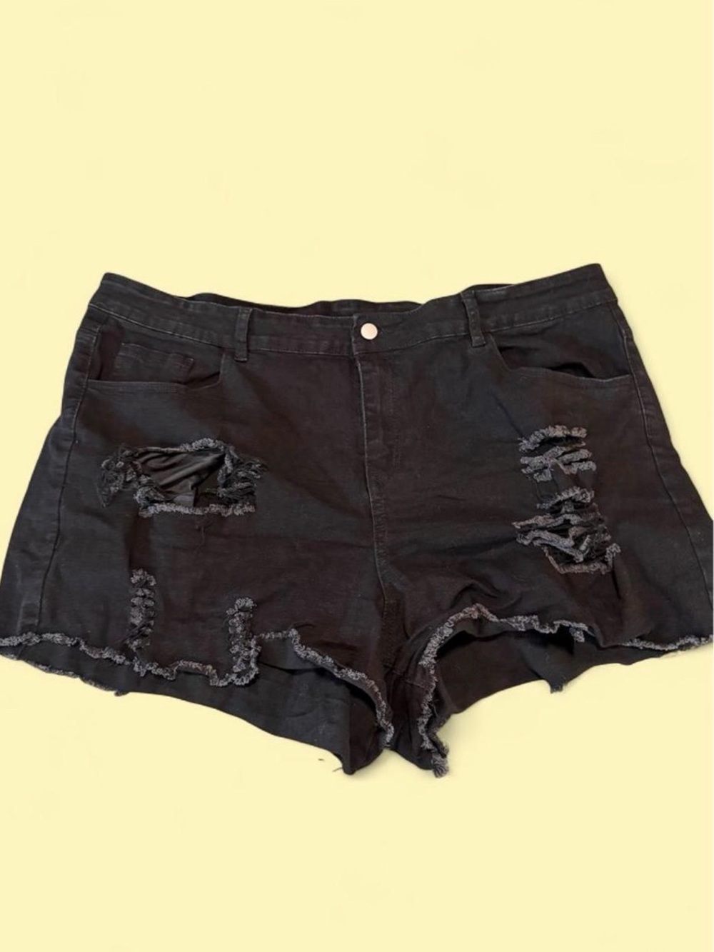 Black Distressed High-Rise Jean Shorts